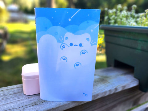 Cloud Kitty Handmade Half-Letter Notebook