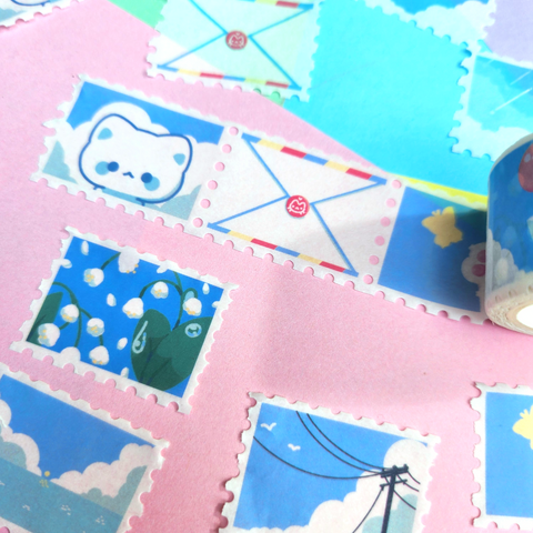 Blue Summer Memories Stamp Washi Tape