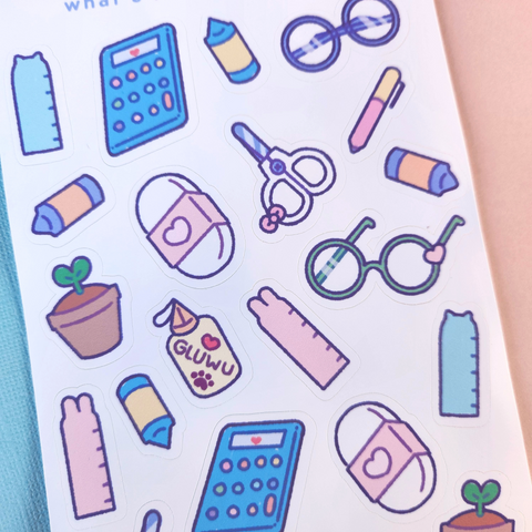 School Supplies Printable Stickers, Png Files